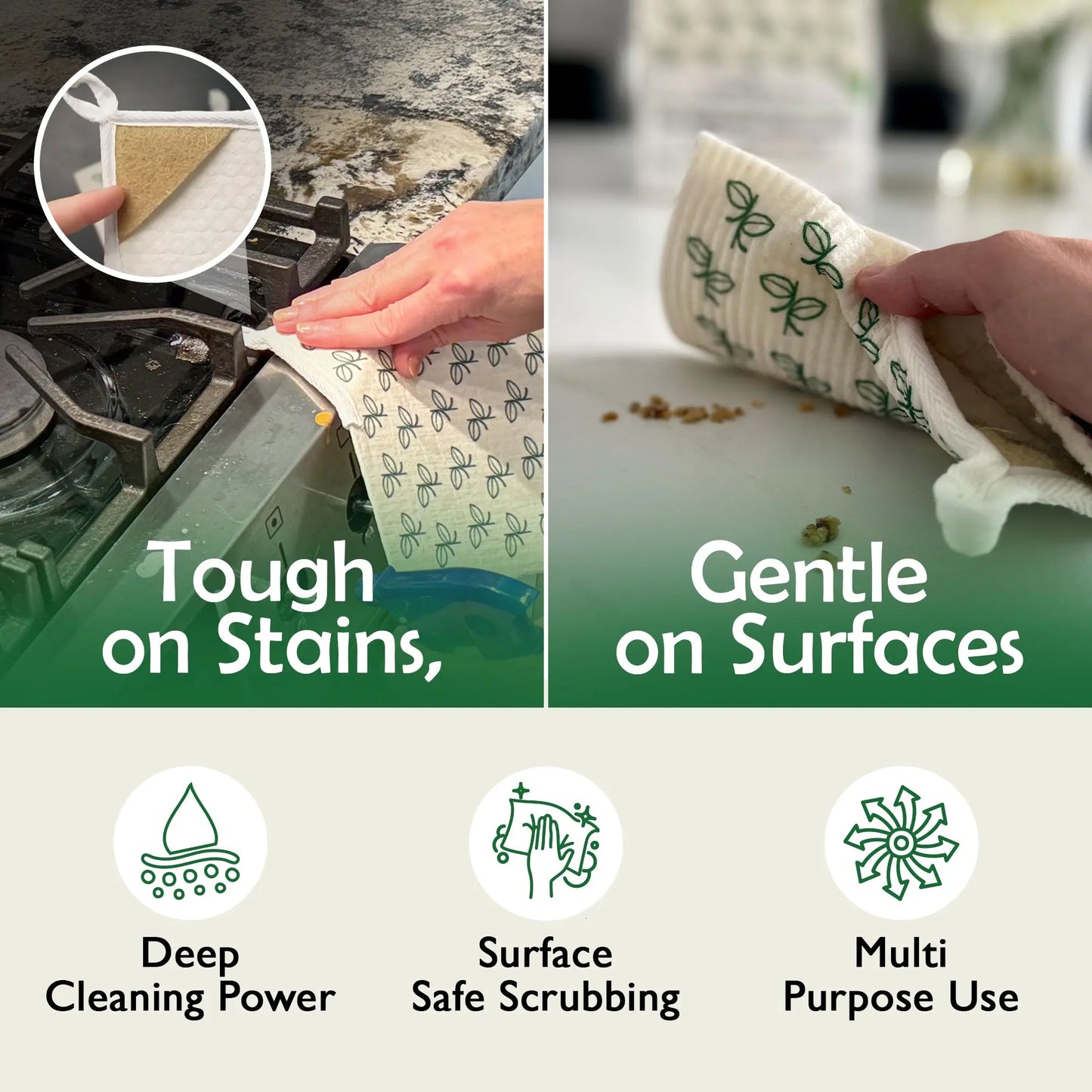Swedish dishcloths with a scouring corner